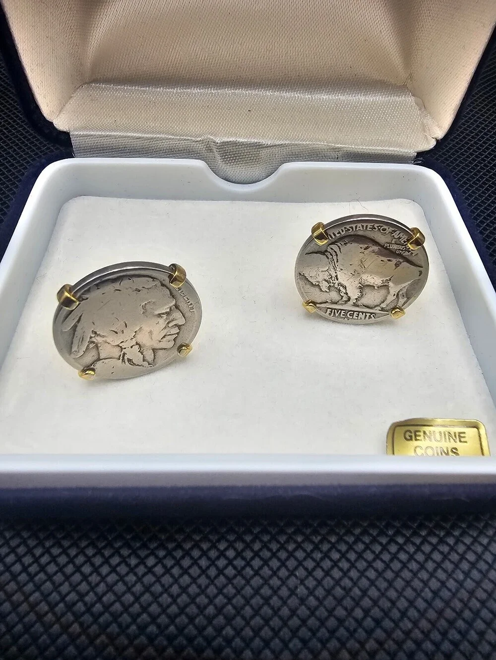 Roundtree & Yorke Genuine Coin Buffalo Nickel Cufflinks in Original Box